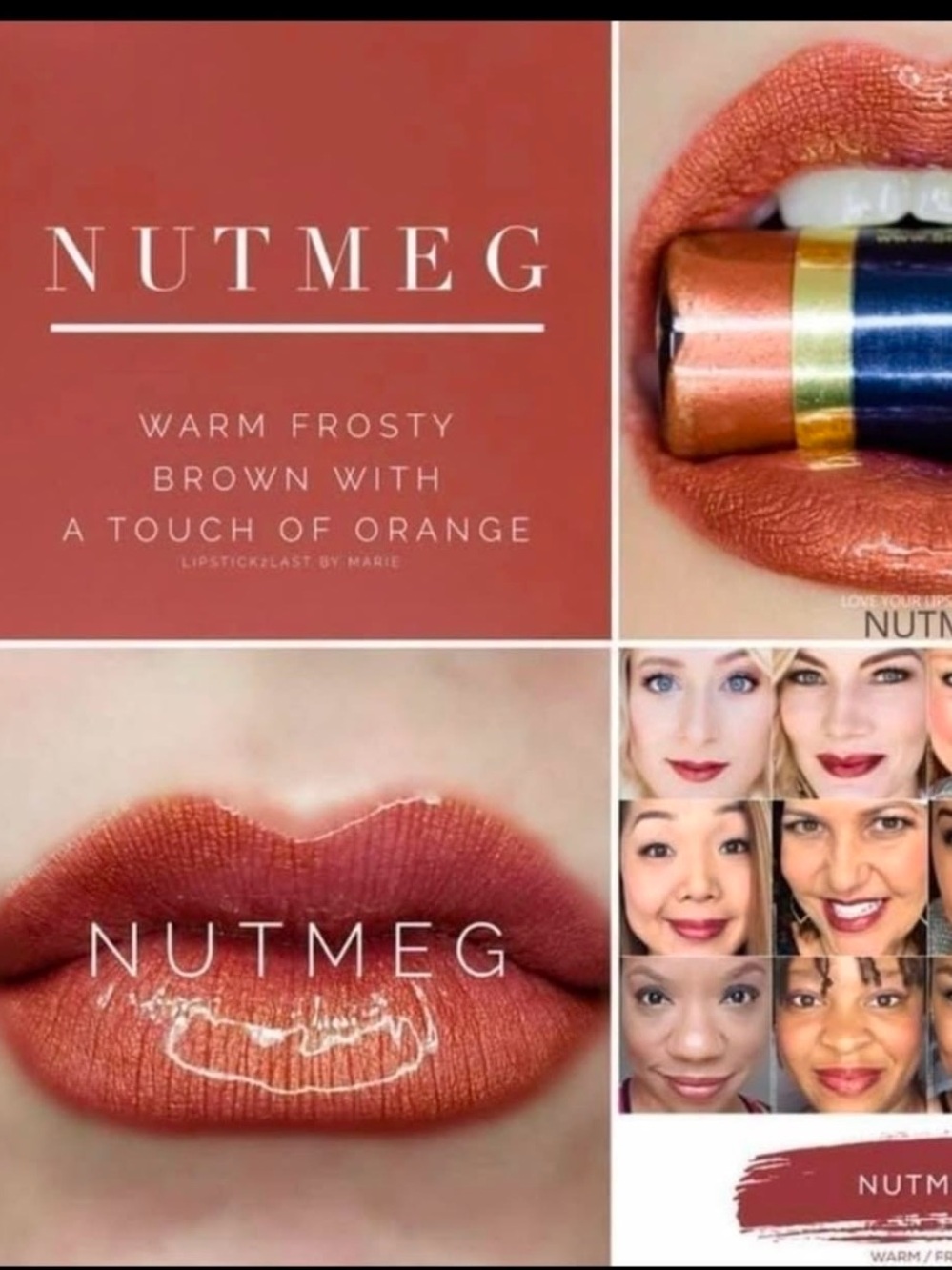 LipSense Nutmeg Frosty Brown with Orange Shift